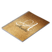 Roos Gold Faux Glitter Gepersonaliseerd Notitieboe Notitieboek (Linkerzijde)