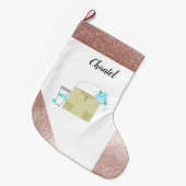 Roos Gold Faux Glitter Girl Theme Grote Kerstsok (Voorkant (Hangend))