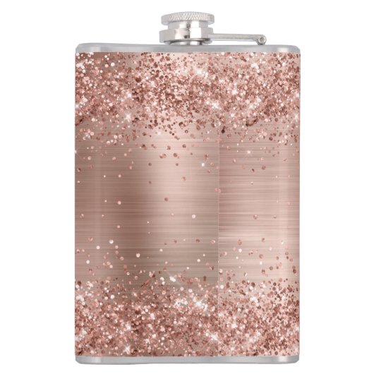 Roos Gold Faux-Glitter Girly Glam Monogram Heupfles (Achterkant)