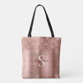 Roos Gold Faux-Glitter Girly Glam Monogram Tote Bag (Achterkant)