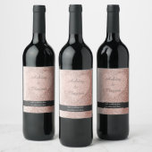 Roos Gold Faux Glitter Heart Wijn Etiket (Flessen)