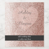 Roos Gold Faux Glitter Heart Wijn Etiket (Enkel label)