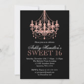 Roos Gold Faux Glitter Kroonluchter Sweet 16 Kaart (Voorkant)