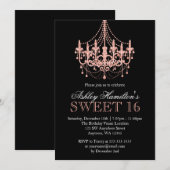 Roos Gold Faux Glitter Kroonluchter Sweet 16 Kaart (Voorkant / Achterkant)