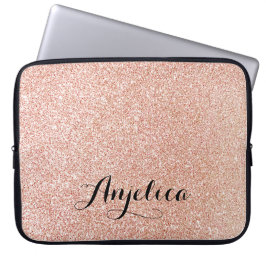 Roos Gold Faux Glitter-laptophoes voor speciaal ge Laptop Sleeve