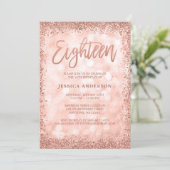 Roos Gold Faux Glitter Lights 18e Verjaardag Kaart (Staand voorkant)