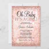 Roos Gold Faux Glitter Lights Baby shower Kaart (Voorkant)