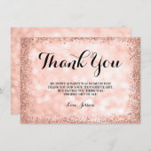 Roos Gold Faux Glitter Lights Sweet 16 Bedankkaart (Voorkant / Achterkant)