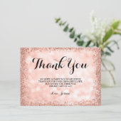 Roos Gold Faux Glitter Lights Sweet 16 Bedankkaart (Staand voorkant)