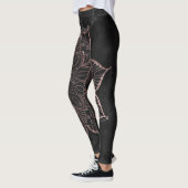 Roos Gold Faux Glitter Mandala op zwarte marmer Leggings (Links)