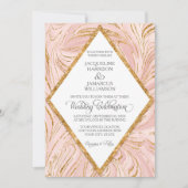 Roos Gold Faux Glitter Marble Blush Paper Weddensc Kaart (Voorkant)