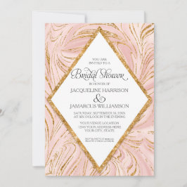 Roos Gold Faux Glitter Marble Blush Vrijgezellenfe Kaart