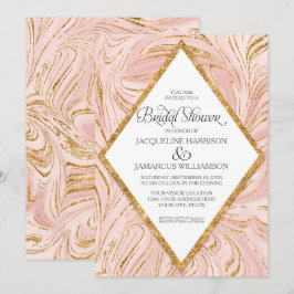 Roos Gold Faux Glitter Marble Blush Vrijgezellenfe Kaart