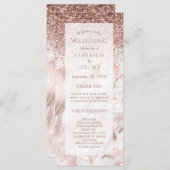 Roos Gold Faux Glitter Marble Wedding Program (Voorkant / Achterkant)