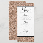 Roos Gold Faux Glitter Menu Kaart (Voorkant / Achterkant)