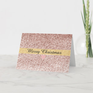 Roos Gold Faux Glitter Merry kerst Feestdagen Kaart