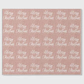 Roos Gold Faux Glitter Merry Kerstkalligrafie Cadeaupapier (Vlak)