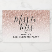 Roos Gold Faux Glitter Miss Bachelorette Sparkling Wijnetiket (Enkel label)