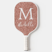 Roos Gold Faux Glitter Monogram Initiaal Naam Pickleball Paddle (Voorkant)