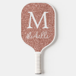 Roos Gold Faux Glitter Monogram Initiaal Naam Pickleball Paddle