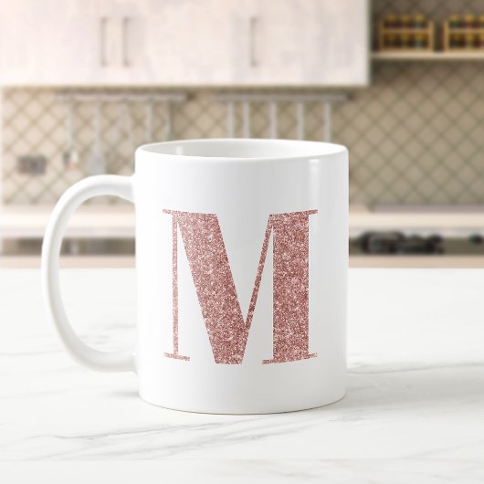 Roos Gold Faux Glitter Monogram M Koffiemok