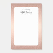 Roos Gold Faux Glitter Monogrammed Teacher Post-it® Notes (Voorkant)