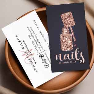 Roos Gold Faux Glitter Nails Visitekaartje