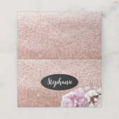 Roos Gold Faux Glitter Name Holder Place Card Plaatskaartje (Buitenkant ongevouwen)