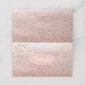 Roos Gold Faux Glitter Name Place Holder Plaatskaartje (Buitenkant ongevouwen)