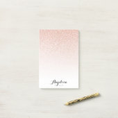 Roos Gold Faux Glitter Ombre Aangepaste naam Post-it® Notes (Op bureau)