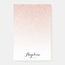 Roos Gold Faux Glitter Ombre Aangepaste naam Post-it® Notes