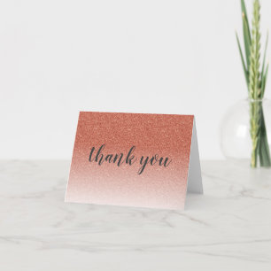 Roos Gold Faux Glitter Ombre Dank u kaart