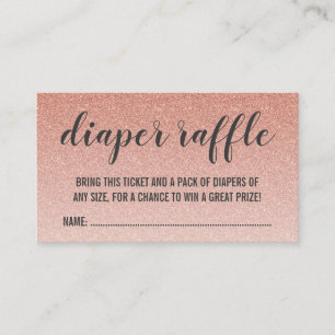 Roos Gold Faux Glitter Ombre Luier Raffle Ticket Informatiekaartje