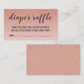 Roos Gold Faux Glitter Ombre Luier Raffle Ticket Informatiekaartje (Voorkant / Achterkant)