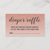 Roos Gold Faux Glitter Ombre Luier Raffle Ticket Informatiekaartje (Voorkant)