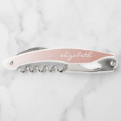 Roos Gold Faux Glitter Ombre Persoonlijk Manuscrip Kurkentrekker (Achterkant)