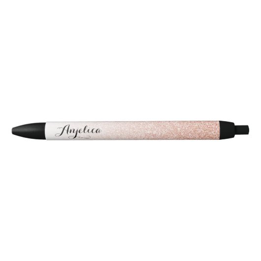 Roos Gold Faux Glitter Ombre Persoonlijke pen (Voorkant)