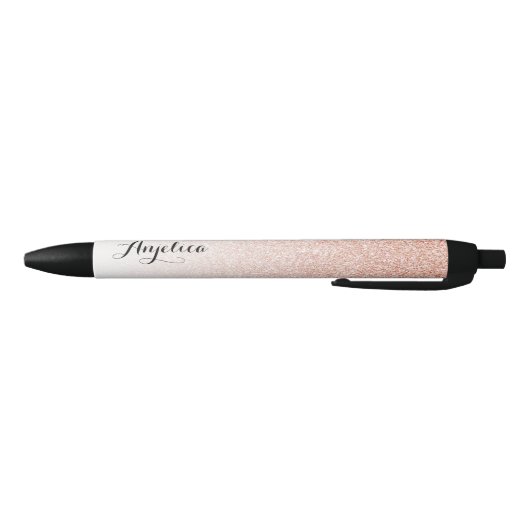 Roos Gold Faux Glitter Ombre Persoonlijke pen (Bodem)