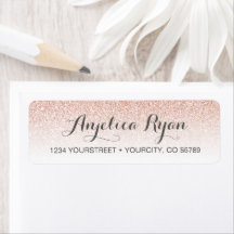 Roos Gold Faux Glitter Ombre Return-adreslabel