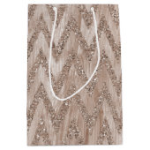 Roos Gold Faux Glitter Paint Chevron Stripes Medium Cadeauzakje (Voorkant)