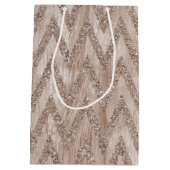 Roos Gold Faux Glitter Paint Chevron Stripes Medium Cadeauzakje (Achterkant)