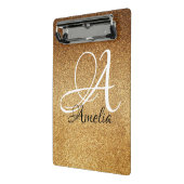 Roos Gold Faux Glitter Personalized ClipBoard Mini Klembord (Angled2)