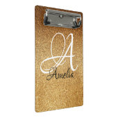 Roos Gold Faux Glitter Personalized ClipBoard Mini Klembord (Schuin)