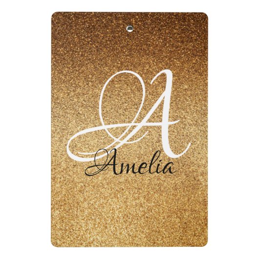 Roos Gold Faux Glitter Personalized ClipBoard Mini Klembord (Achterkant)