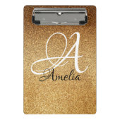 Roos Gold Faux Glitter Personalized ClipBoard Mini Klembord (Voorkant)