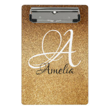 Roos Gold Faux Glitter Personalized ClipBoard