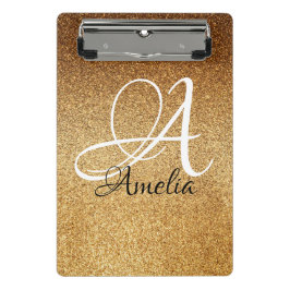 Roos Gold Faux Glitter Personalized ClipBoard Mini Klembord