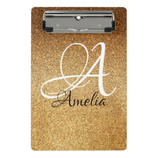 Roos Gold Faux Glitter Personalized ClipBoard Mini Klembord