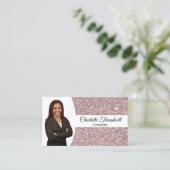 Roos Gold Faux Glitter Professional Photo QR Code Visitekaartje (Staand voorkant)