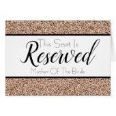 Roos Gold Faux Glitter Reserved Seat Weddenschap (Voorkant Horizontaal)